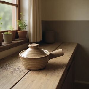 Vintage Brown Glazed Stoneware Soup Bean Vented Lidded Tagine Bowl